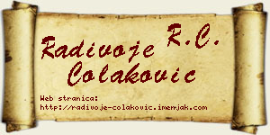 Radivoje Čolaković vizit kartica